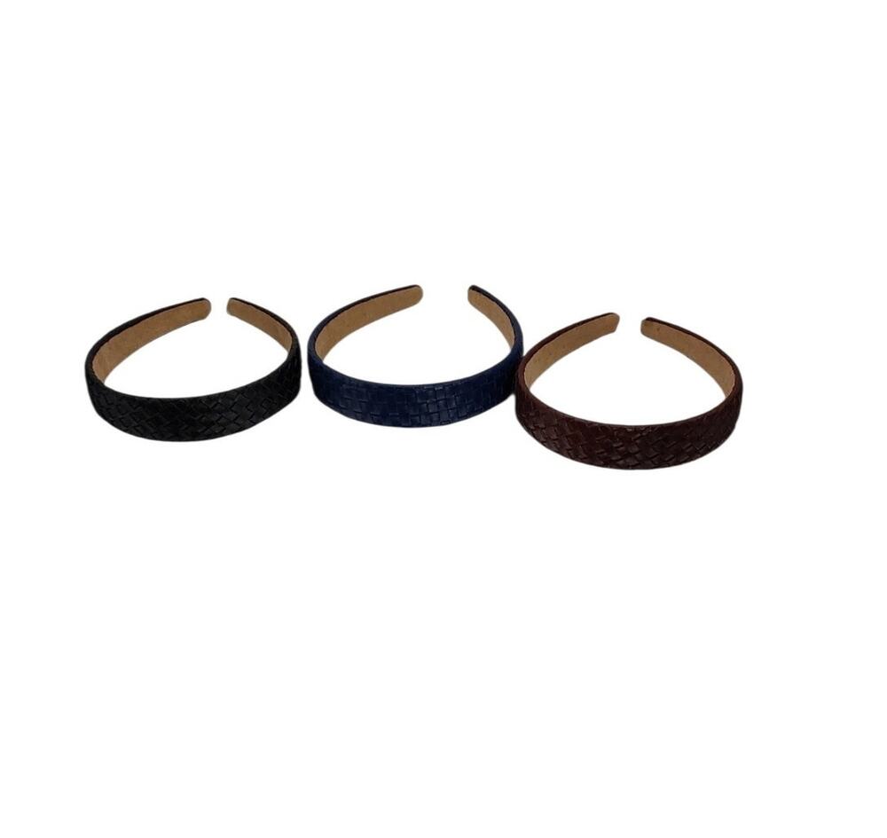 3 Pieces Leather Headbands Women Knotted Headband Padded Chec